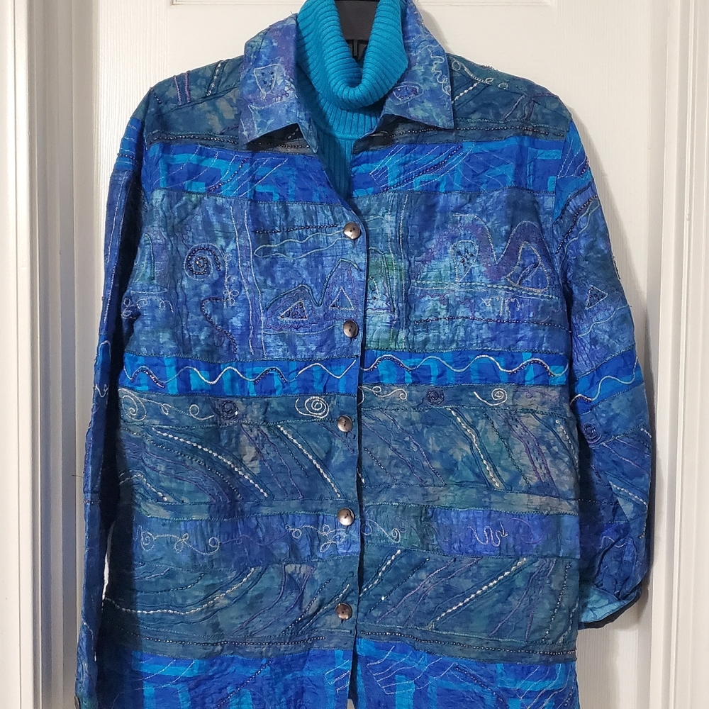NWT Chicos silk jacket & matching turtleneck sz 1